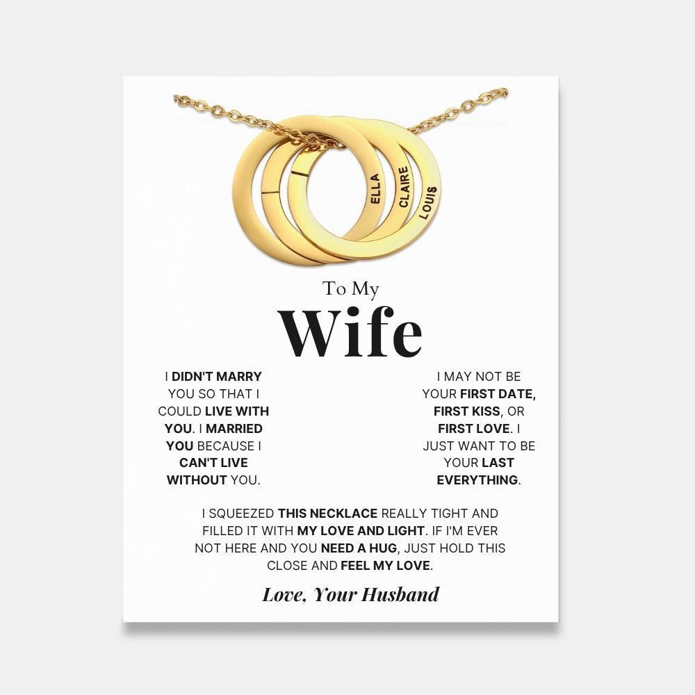 To My Wife - Interlocking Rings Necklace with Personalised Names