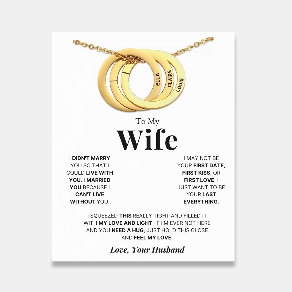 To My Wife - Interlocking Rings Necklace with Personalised Names