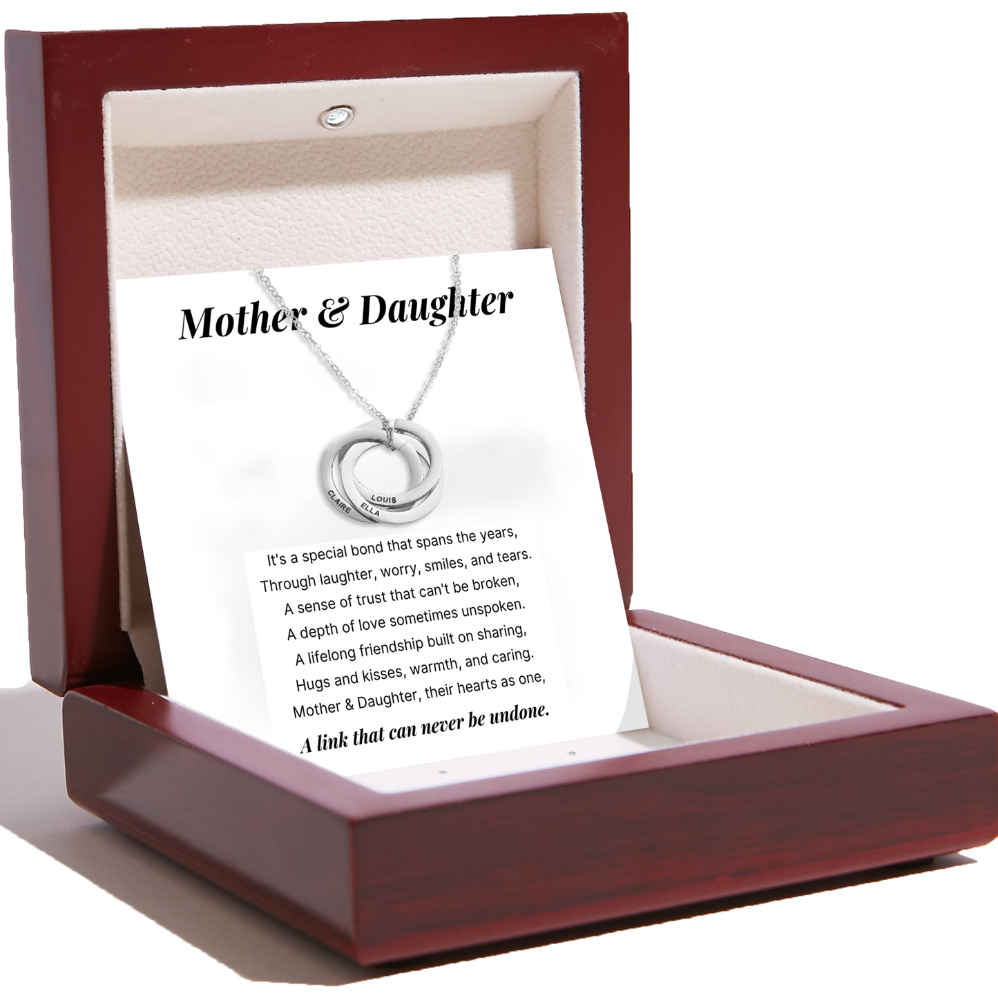 Mother & Daughter - Interlocking Rings Necklace with Personalised Names
