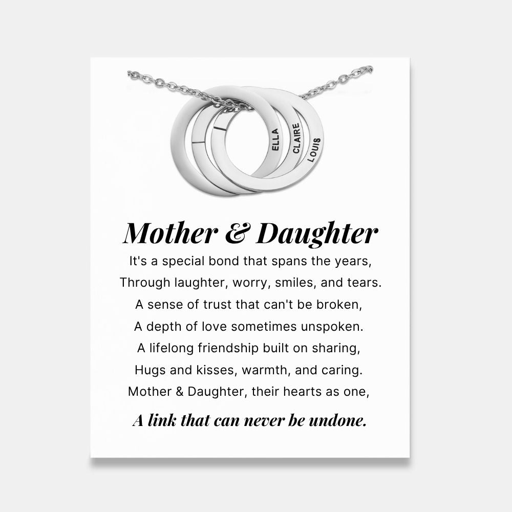 Mother & Daughter - Interlocking Rings Necklace with Personalised Names
