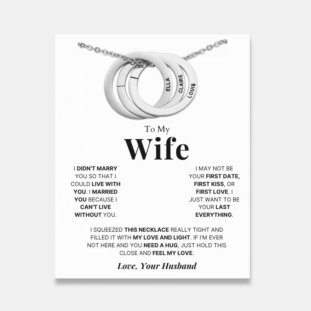 To My Wife - Interlocking Rings Necklace with Personalised Names