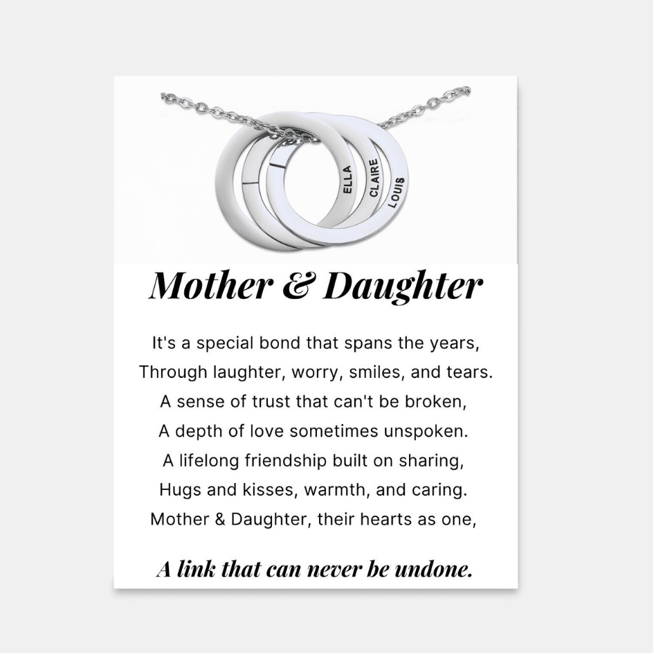 Mother & Daughter - Interlocking Rings Necklace with Personalised Names