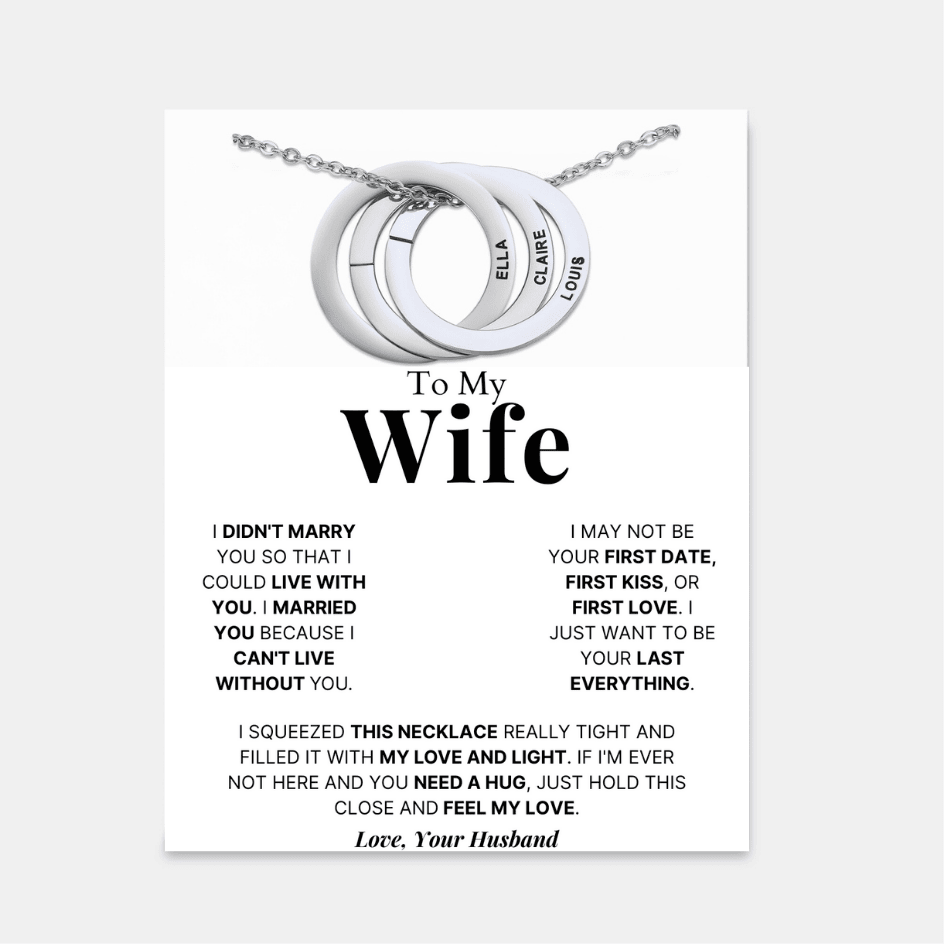 To My Wife - Interlocking Rings Necklace with Personalised Names