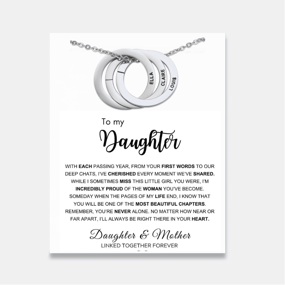 To My Daughter - Interlocking Rings Necklace with Personalised Names