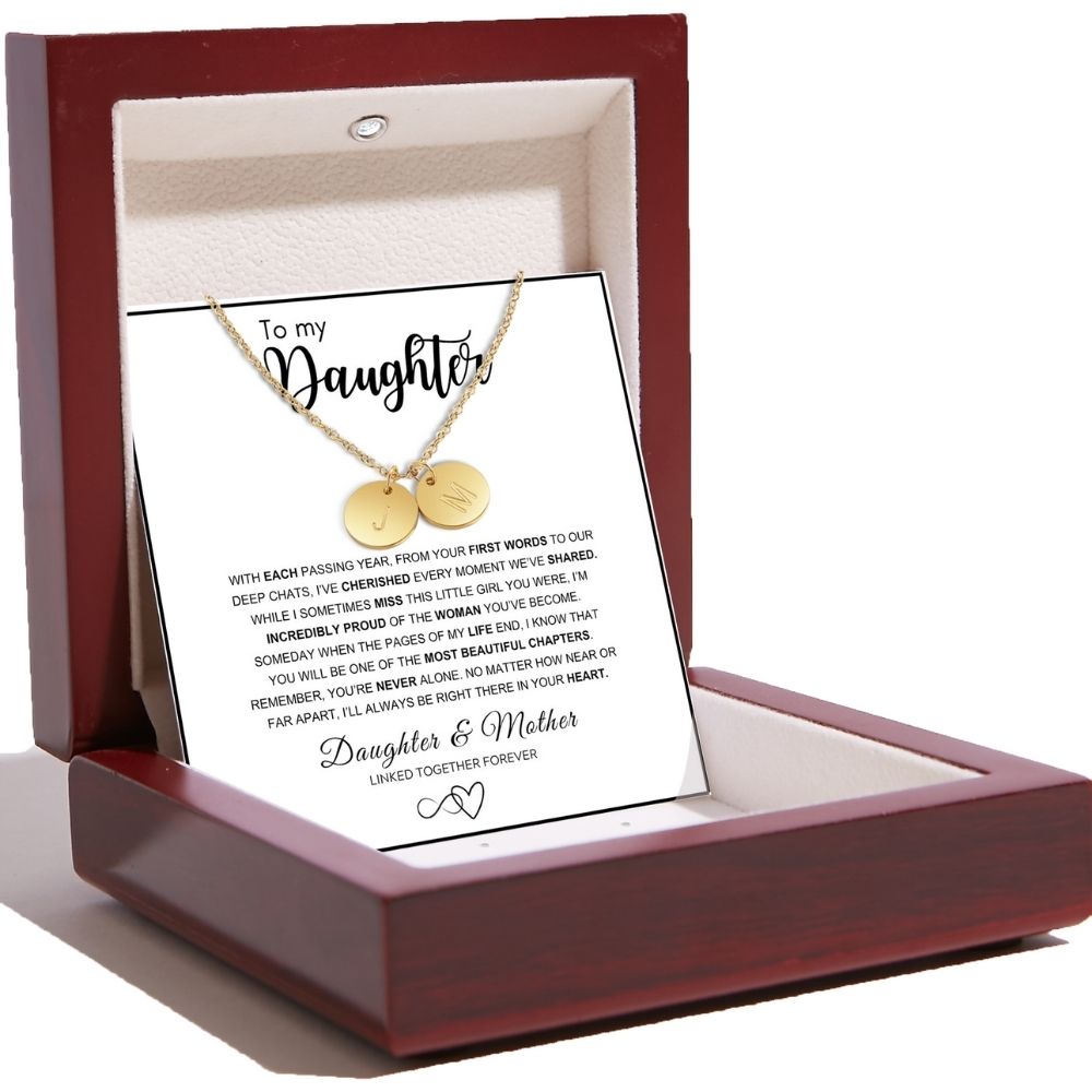 To My Daughter - Disc Necklace With Engraved Initials