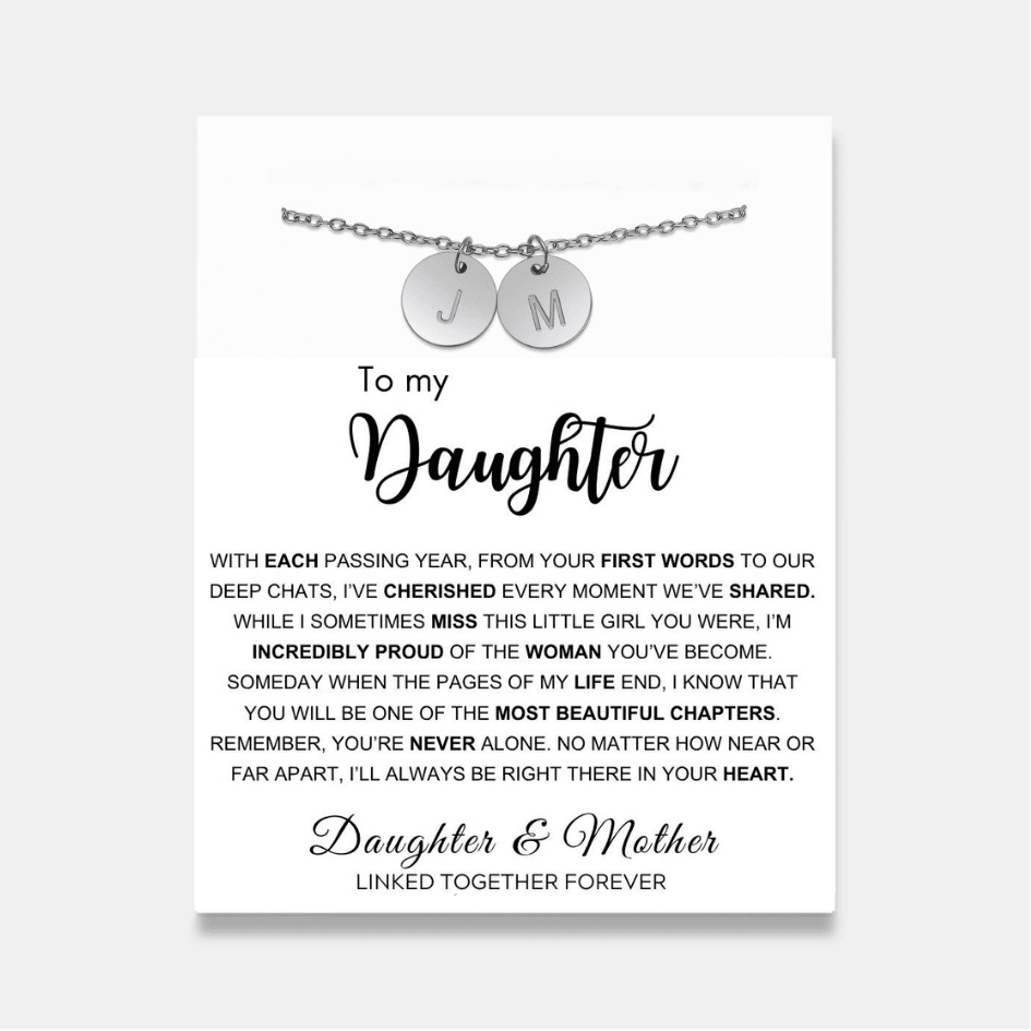 To My Daughter - Disc Necklace With Engraved Initials