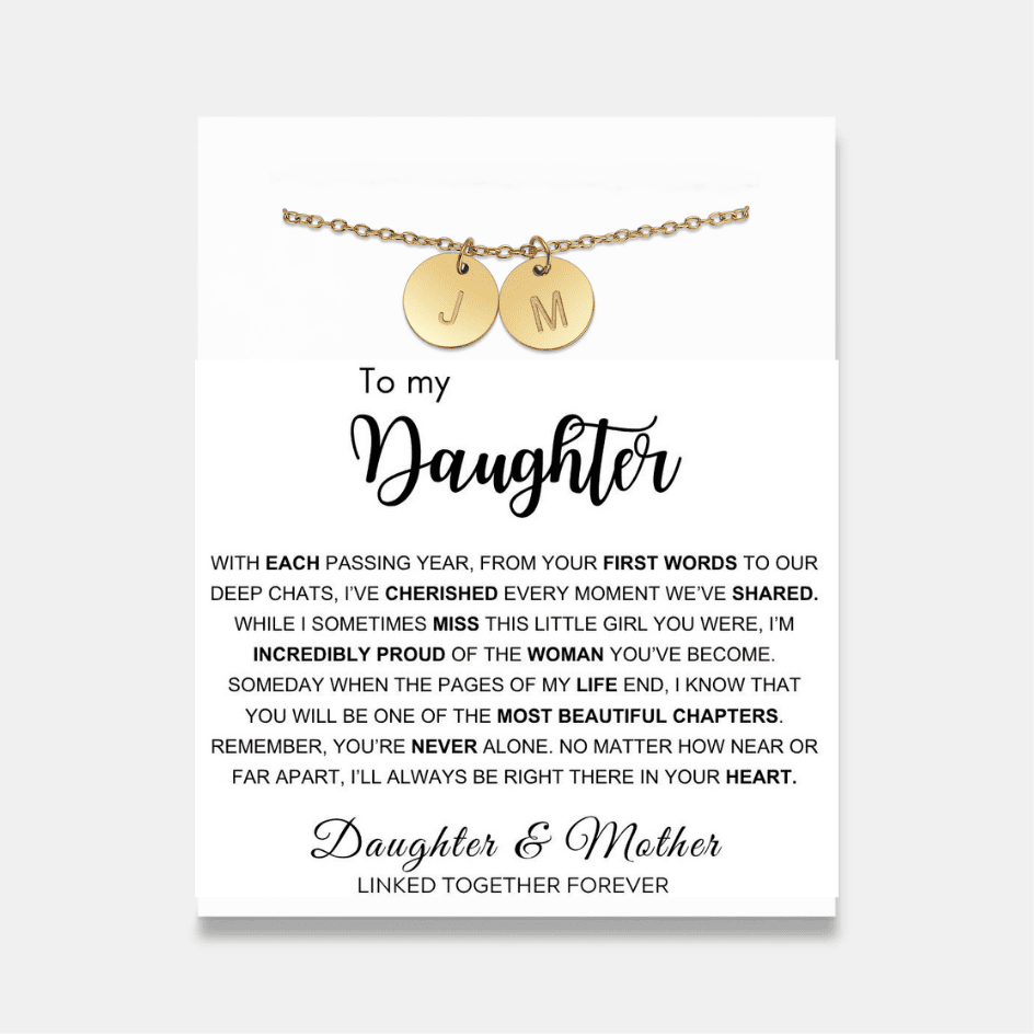To My Daughter - Disc Necklace With Engraved Initials