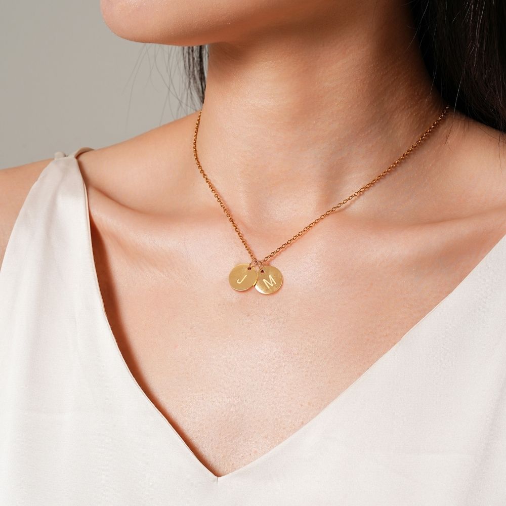 To My Daughter - Disc Necklace With Engraved Initials