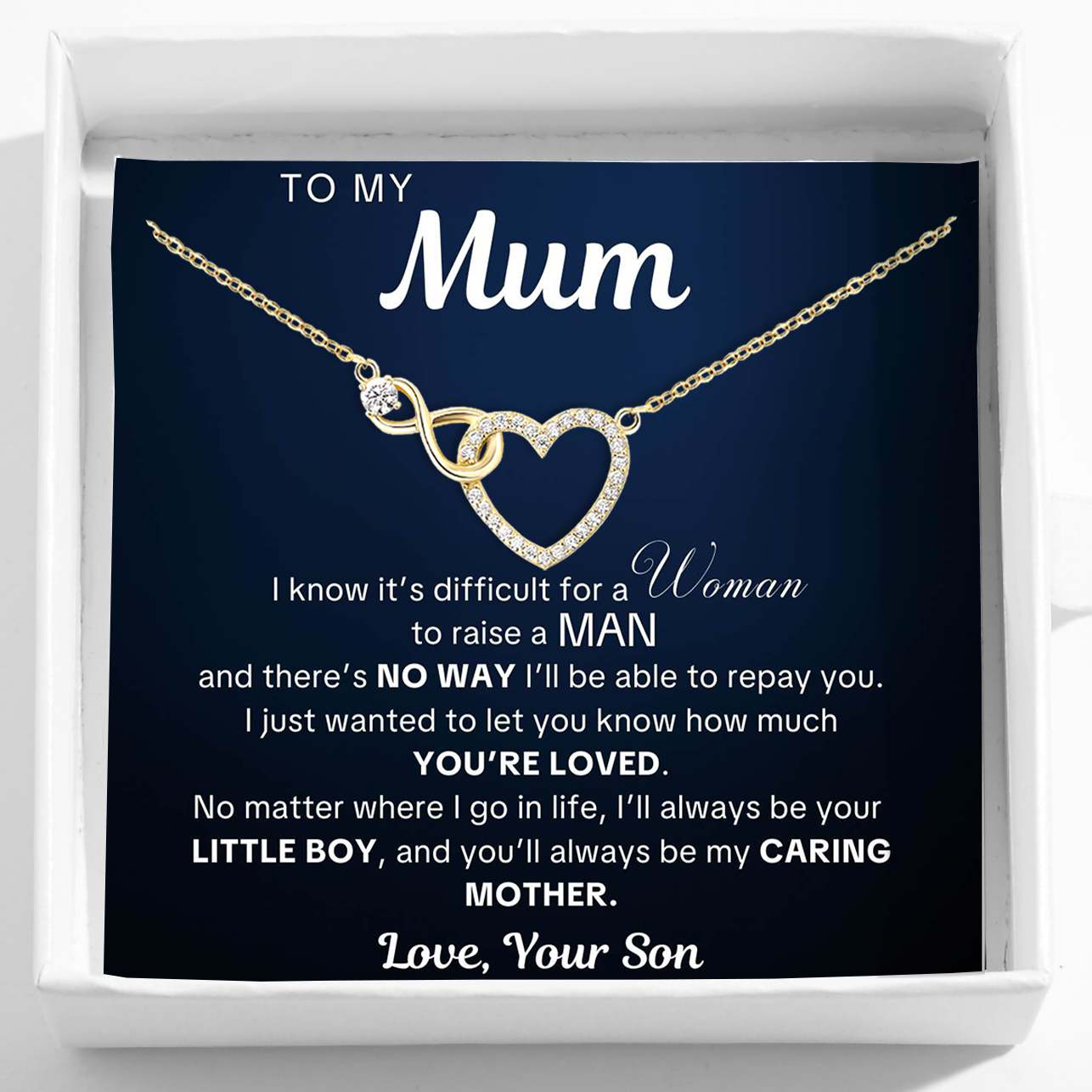 To My Mum – Infinity Heart Necklace & Card