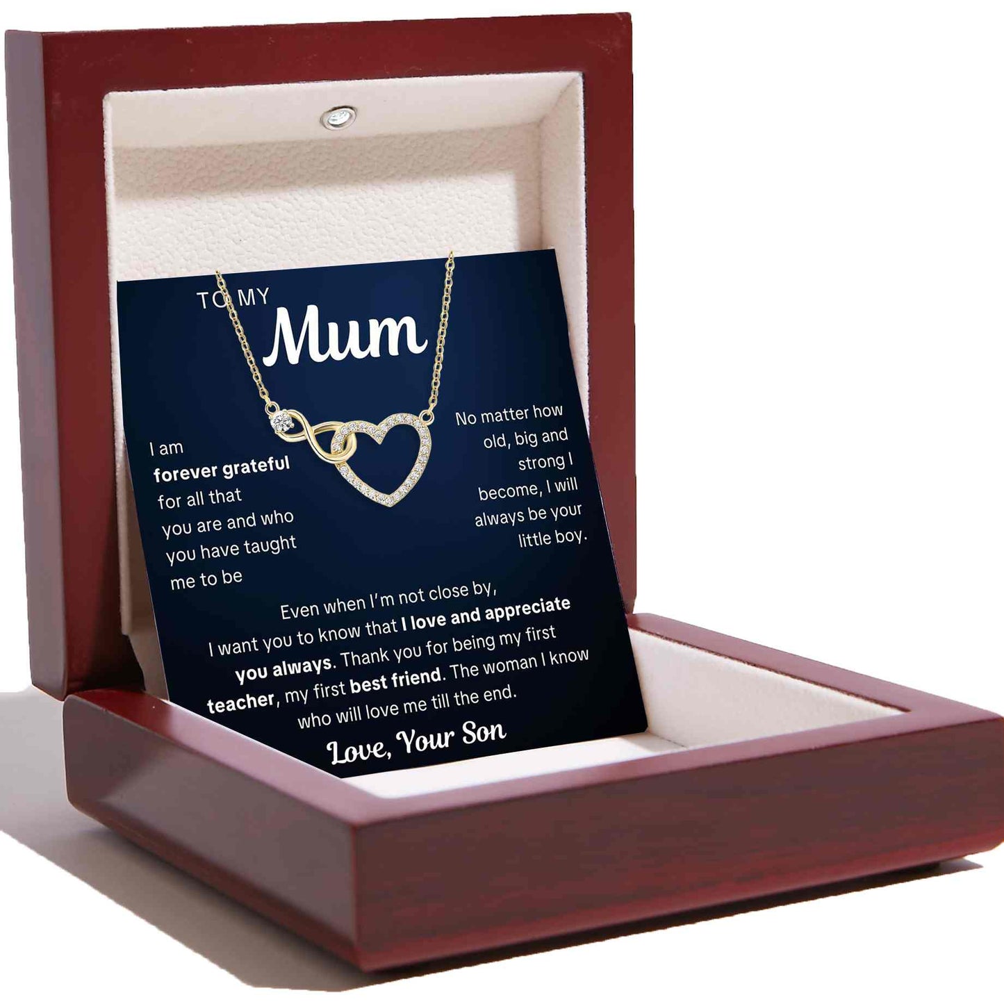 To My Mum – Infinity Heart Necklace & Card