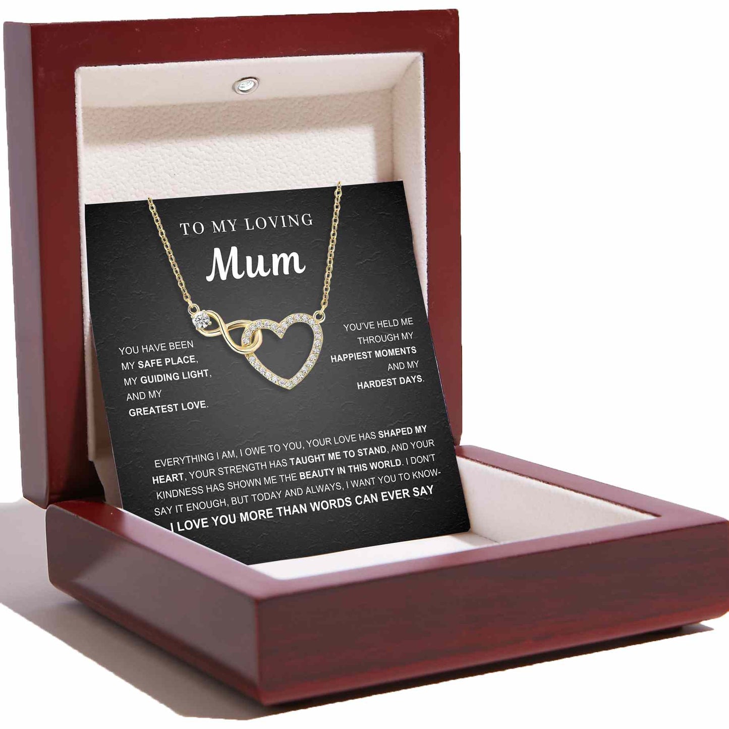 To My Mum – Infinity Heart Necklace & Card