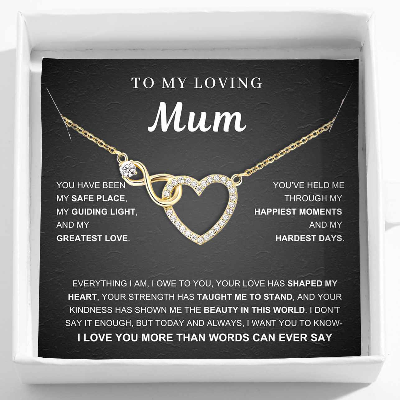 To My Mum – Infinity Heart Necklace & Card