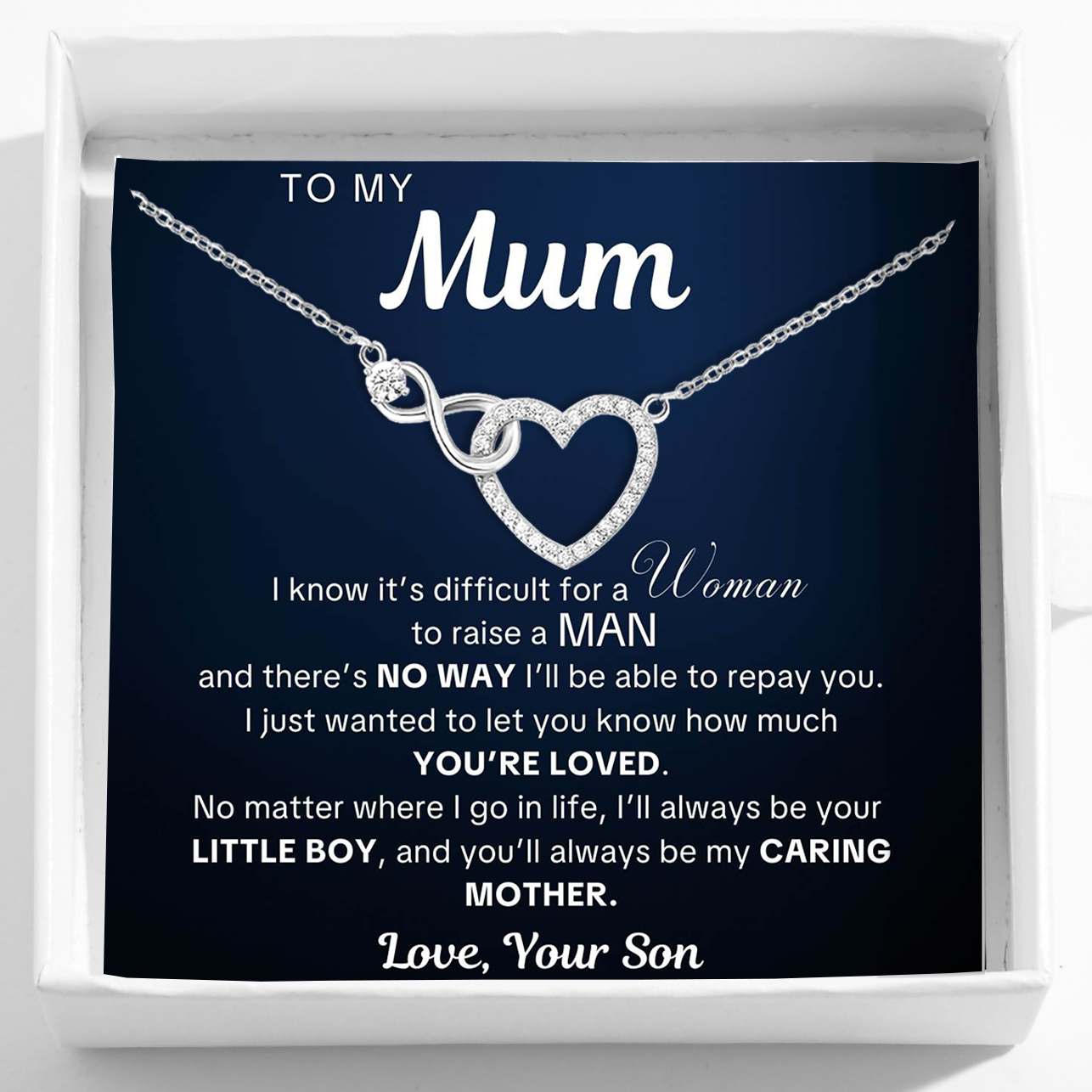 To My Mum – Infinity Heart Necklace & Card