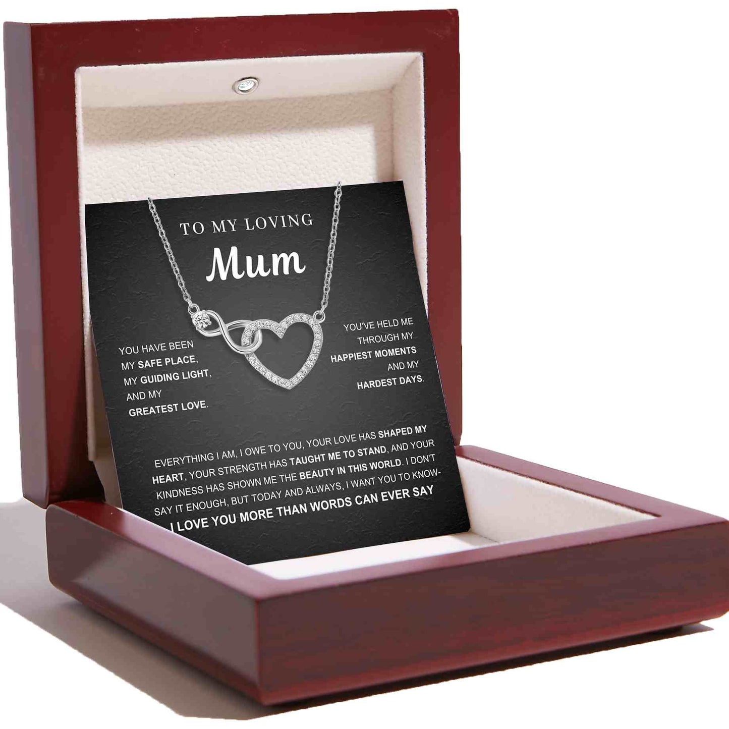 To My Mum – Infinity Heart Necklace & Card