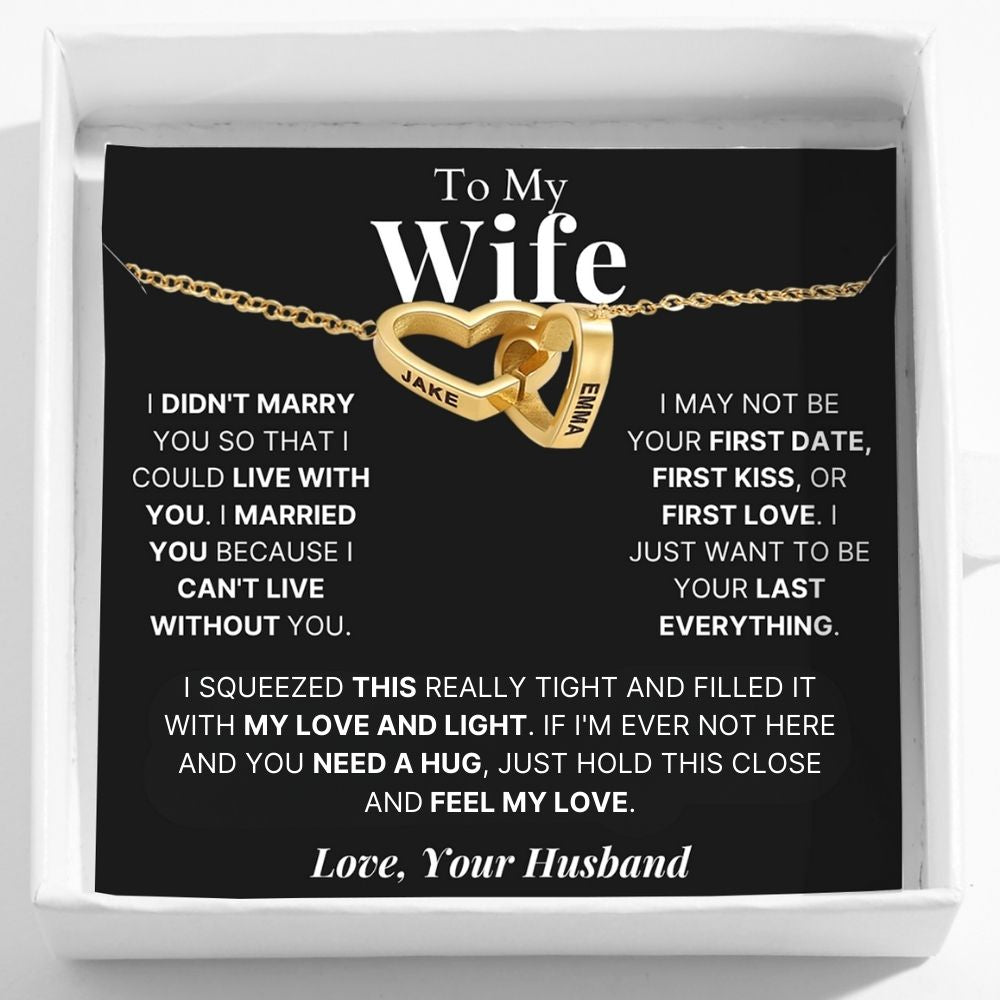 Interlocking Hearts Name Necklace For Wife