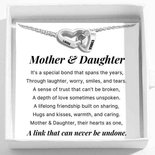 Mother & Daughter - Interlocking Hearts Name Necklace
