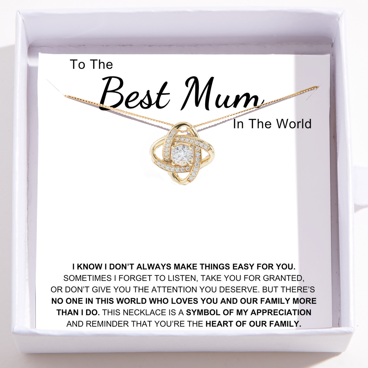 To The Best Mum In The World – Love Knot Necklace