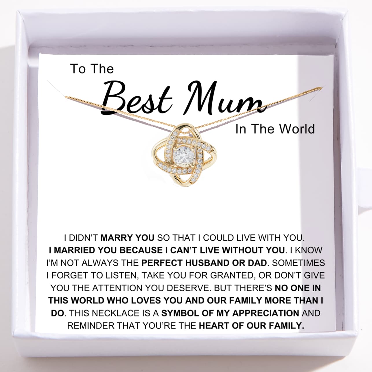 To The Best Mum In The World – Love Knot Necklace