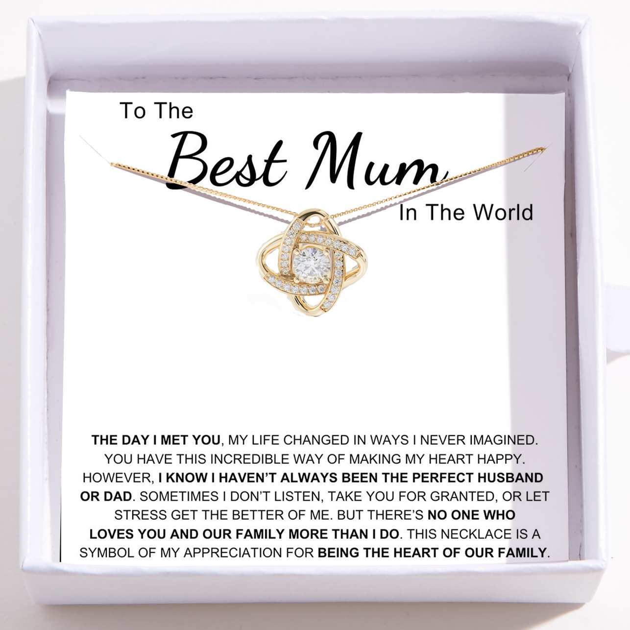 To The Best Mum In The World – Love Knot Necklace
