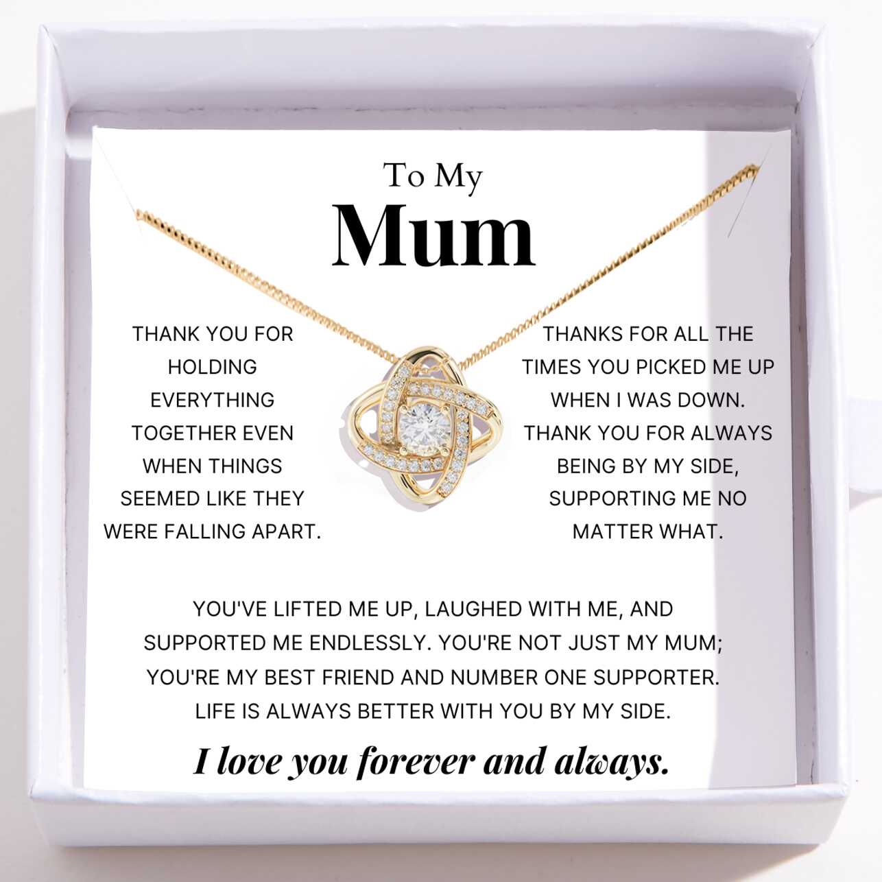 To Mum – Love Knot Necklace For Mum – My Everything