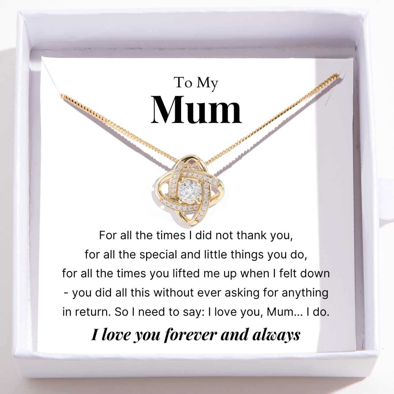 To Mum – Love Knot Necklace For Mum – Little Things You Do