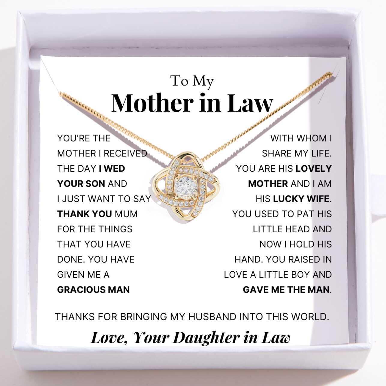 Love Knot Necklace For Mother-In-Law – Thank You, Mum