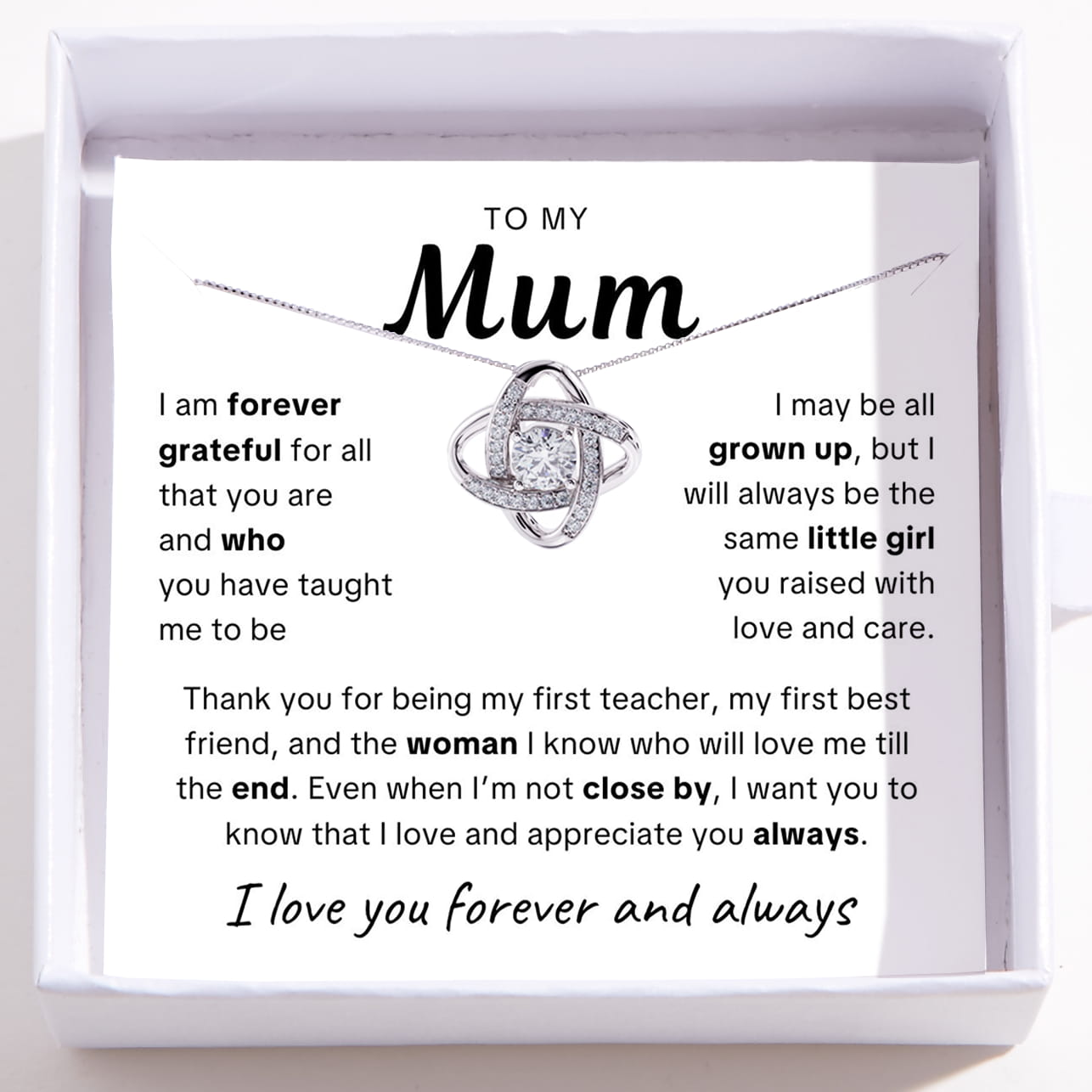 To Mum – Love Knot Necklace For Mum