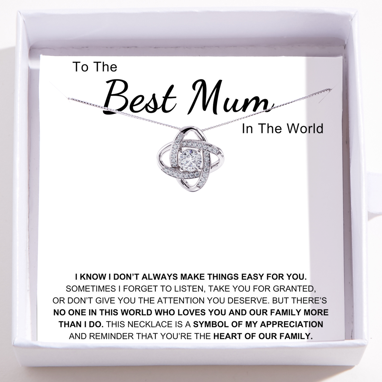 To The Best Mum In The World – Love Knot Necklace