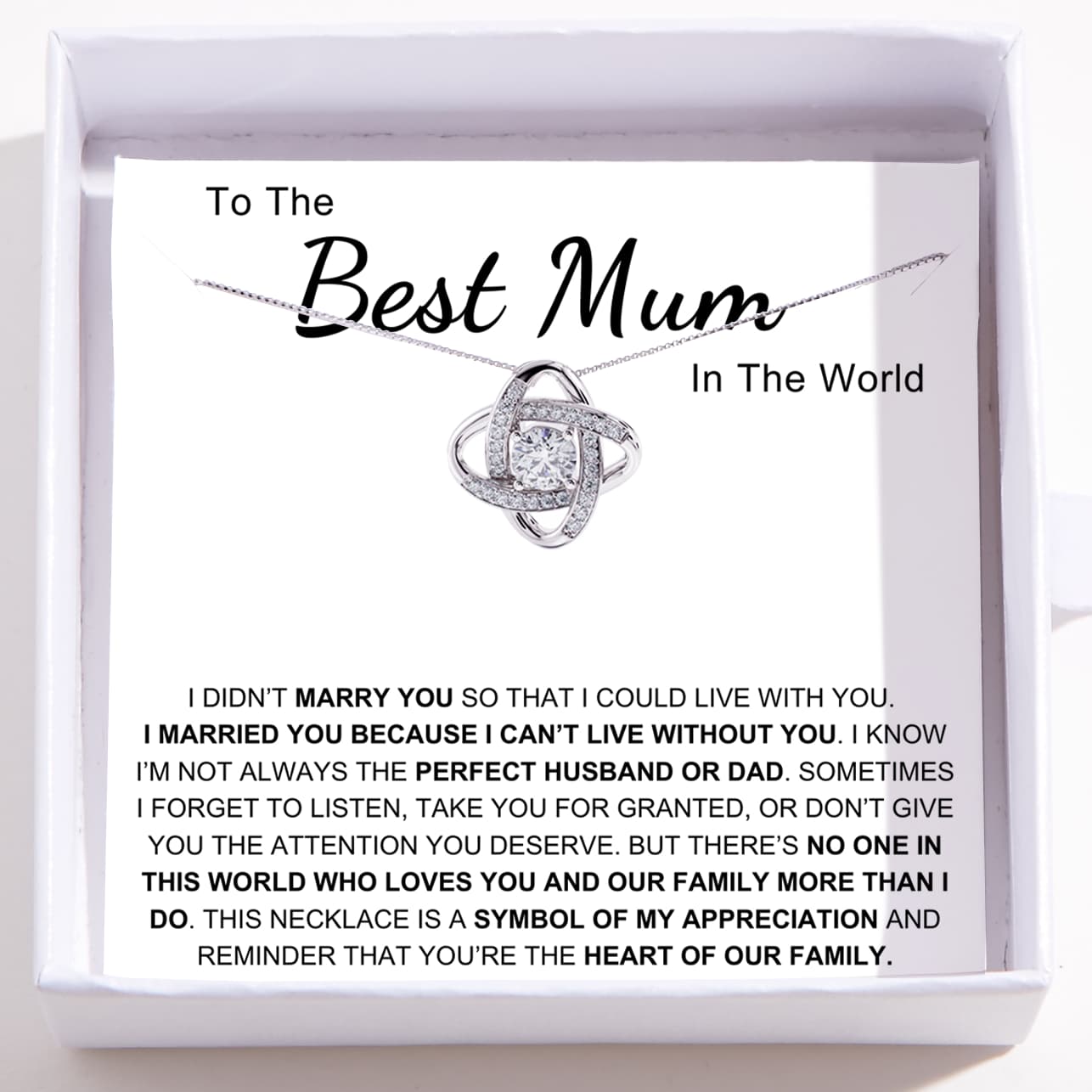 To The Best Mum In The World – Love Knot Necklace