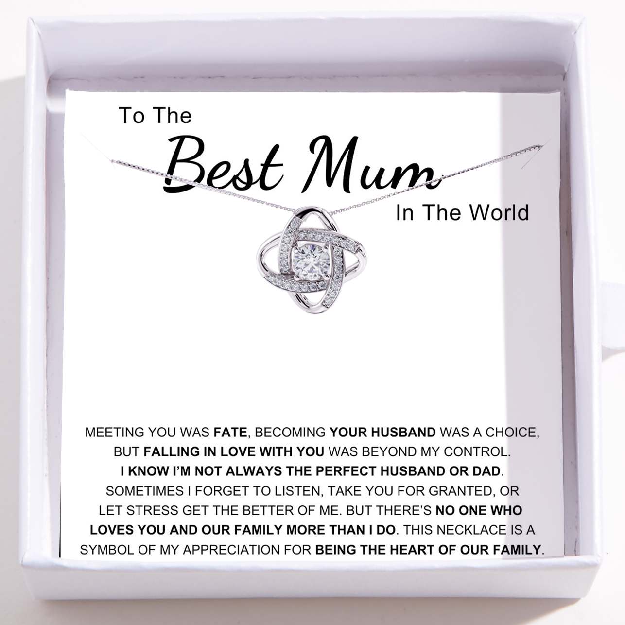 To The Best Mum In The World – Love Knot Necklace