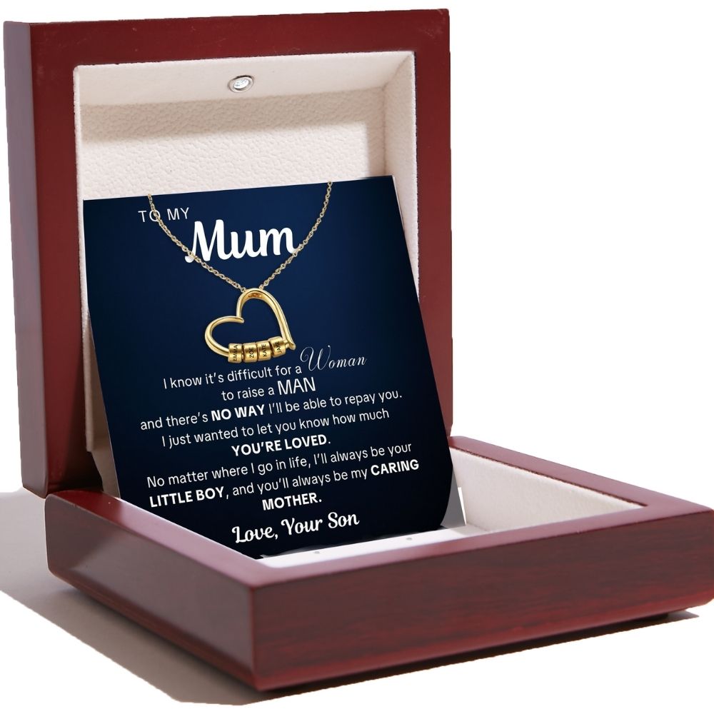 Charming Heart Necklace with Engraved Name Beads