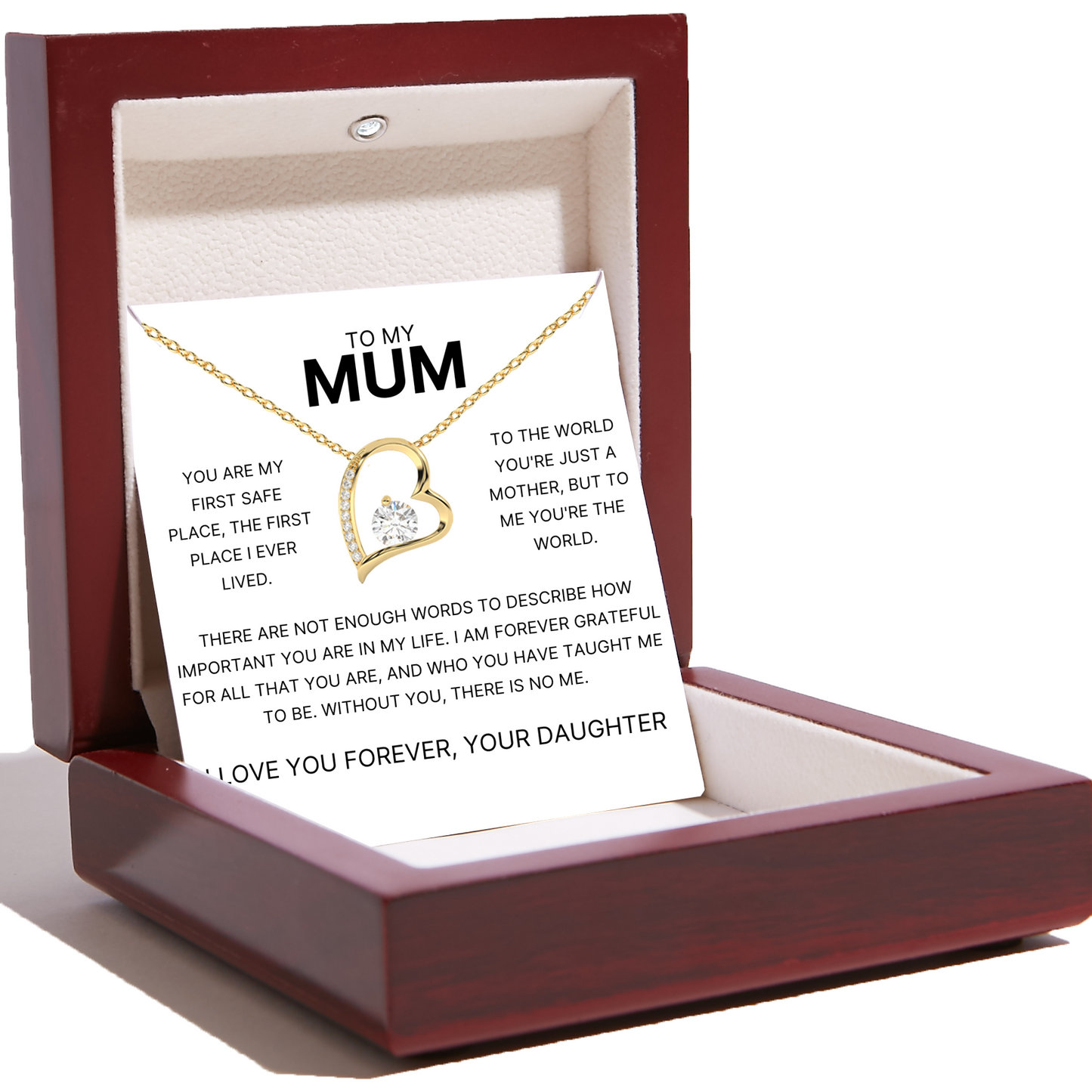 To My Mum – Love Heart Necklace – You Are My Safe Place