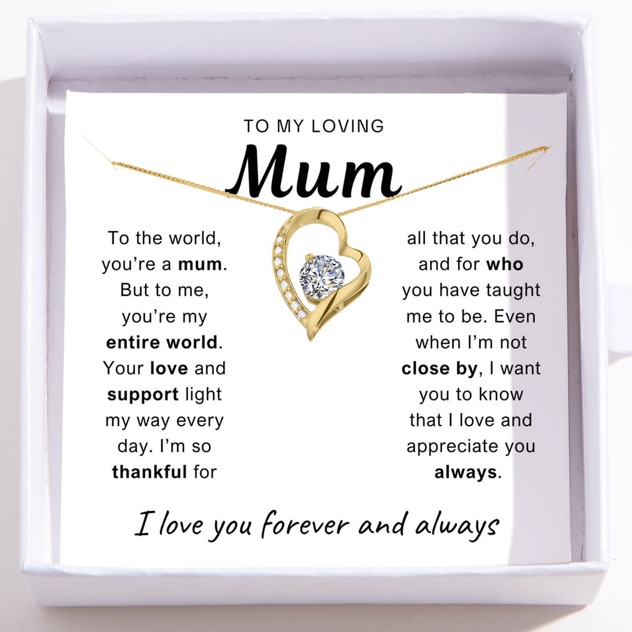 To My Loving Mum - Love Heart Necklace