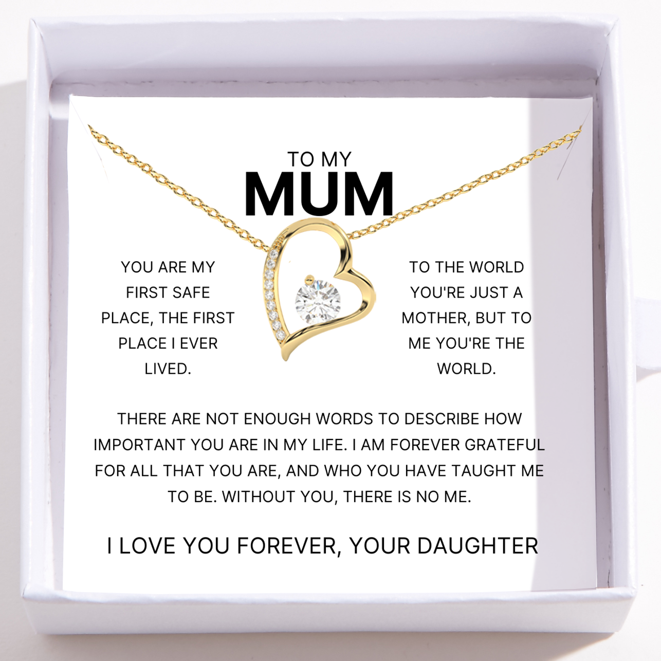 To My Mum – Love Heart Necklace – You Are My Safe Place