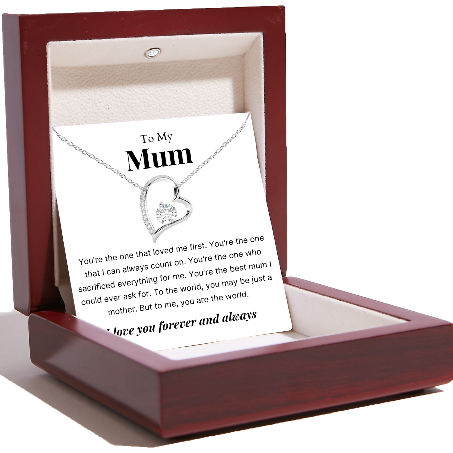 To My Mum – Love Heart Necklace – You’re The Best Mum