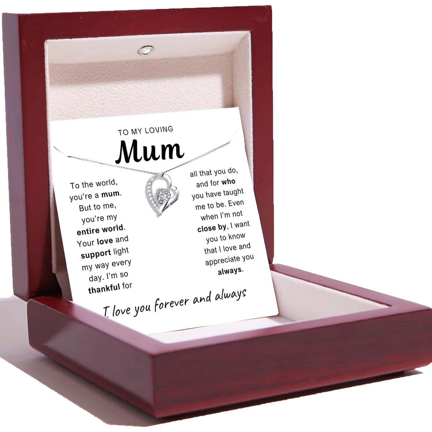To My Loving Mum - Love Heart Necklace