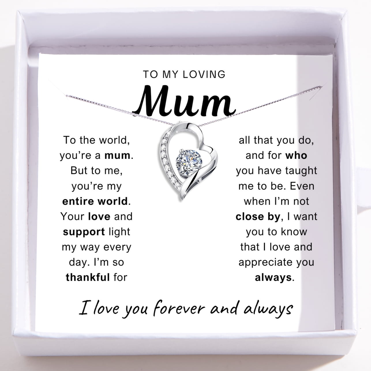 To My Loving Mum - Love Heart Necklace