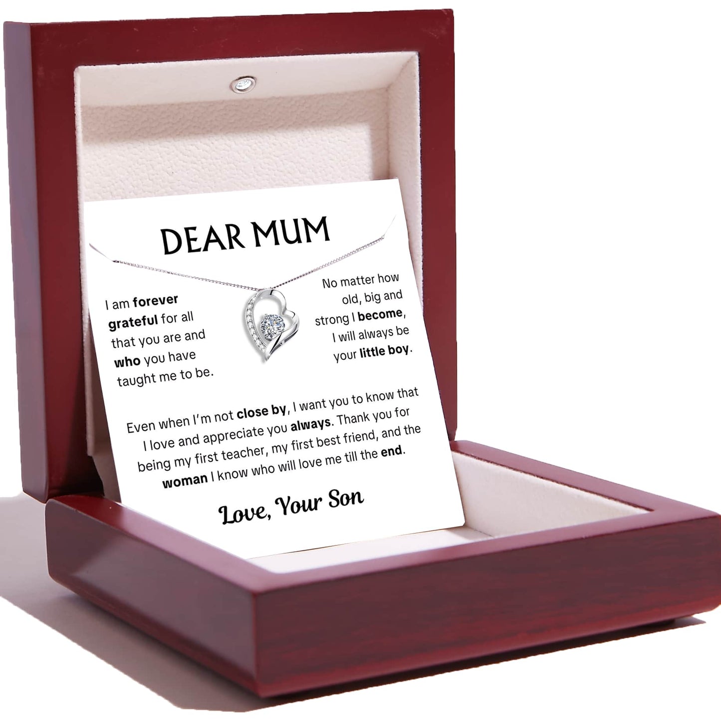Dear Mum, Love your Son - Love Heart Necklace
