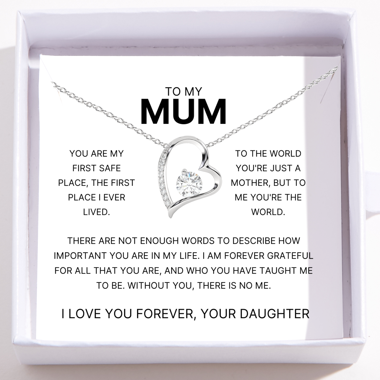 To My Mum – Love Heart Necklace – You Are My Safe Place