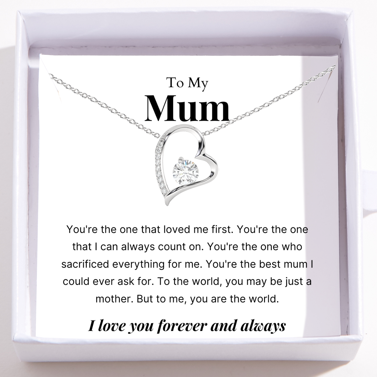 To My Mum – Love Heart Necklace – You’re The Best Mum