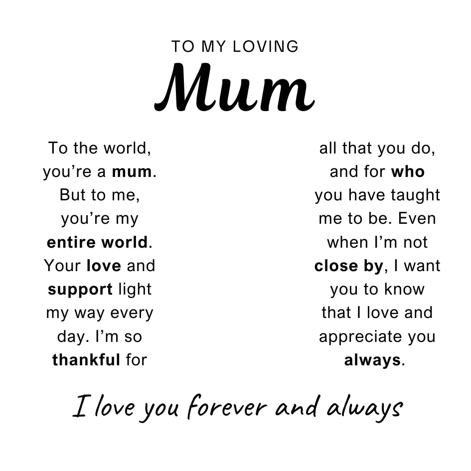 To My Loving Mum - Love Heart Necklace