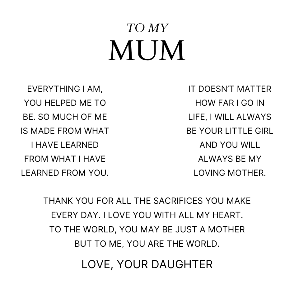 To My Mum – Love Heart Necklace – Thank You For All The Sacrifices