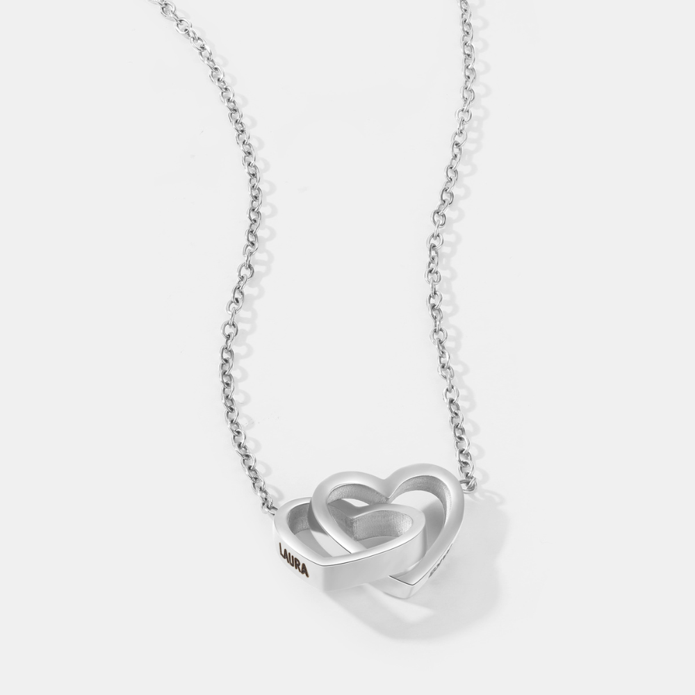 Mother & Daughter - Interlocking Hearts Name Necklace