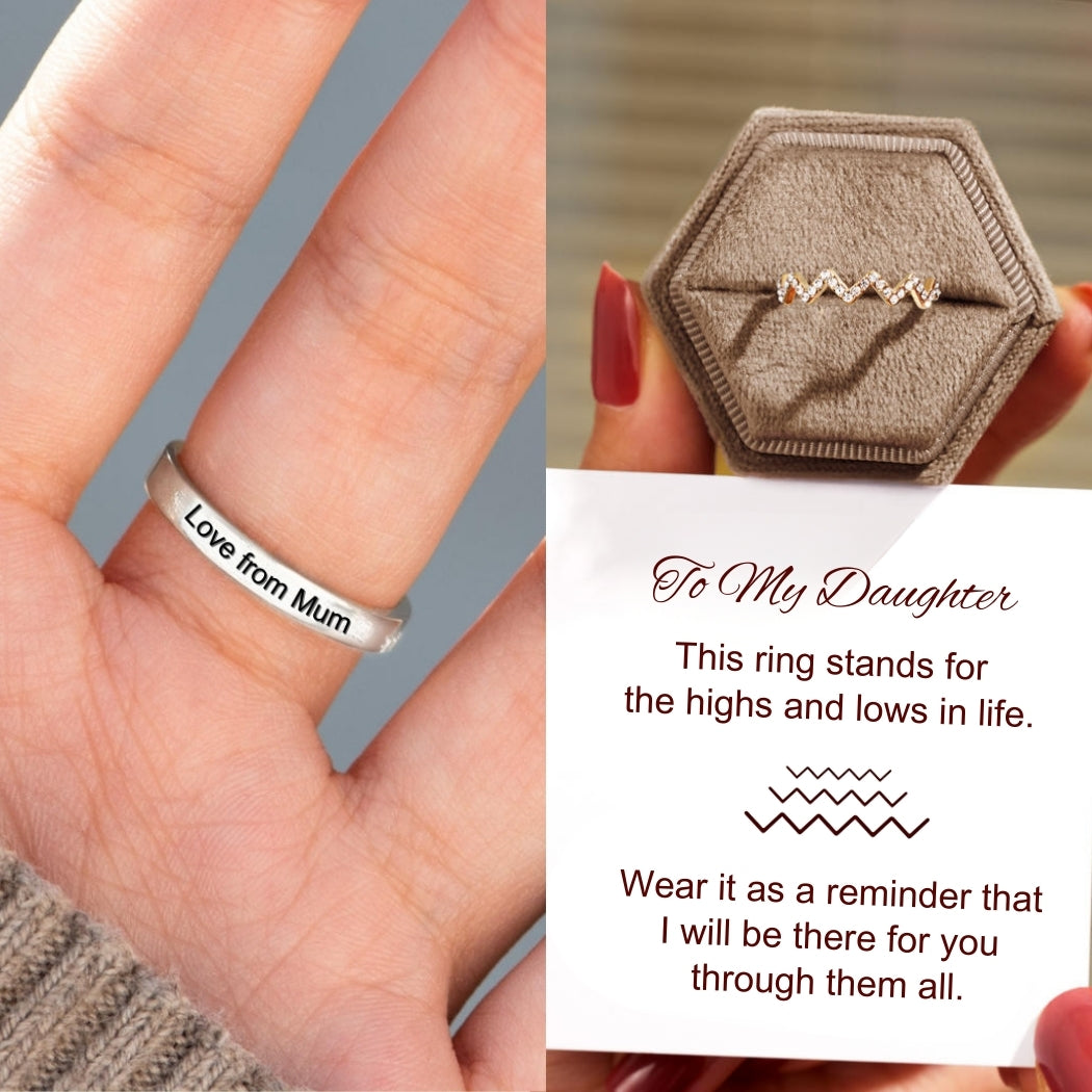 Highs and Lows Ring for Daughter with ‘Love from Mum’ Engraving Gift Set