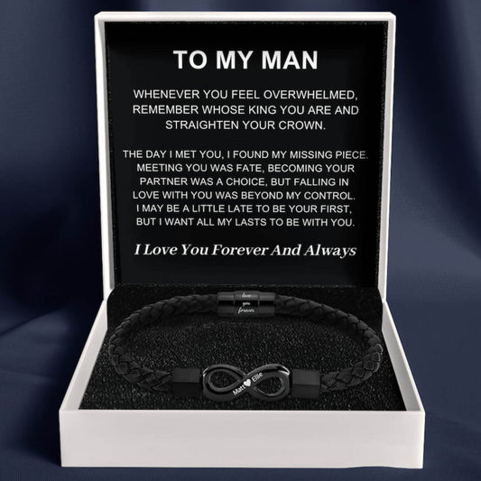 To My Man – Infinity ‘Love You Forever’ Personalised Name Bracelet