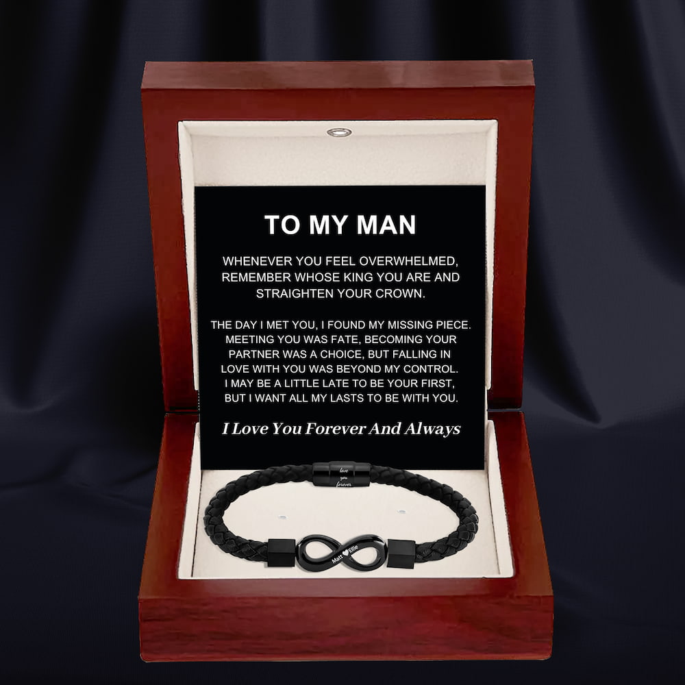 To My Man – Infinity ‘Love You Forever’ Personalised Name Bracelet