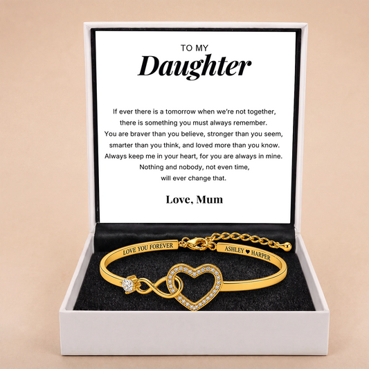 To My Daughter – Infinity Heart Name Bracelet