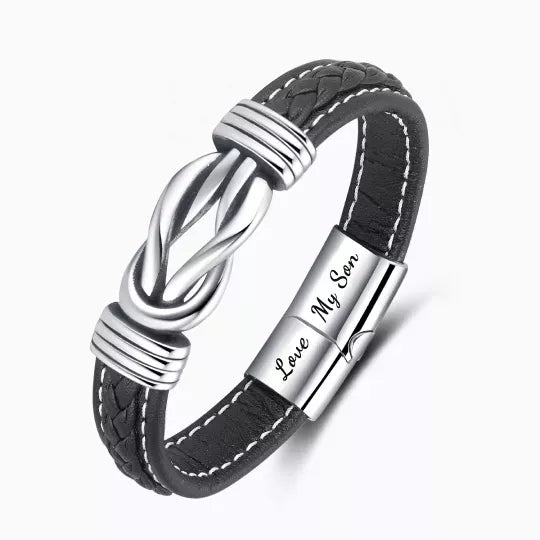 To My Son – ‘Forever Linked Together’ Braided Leather Bracelet