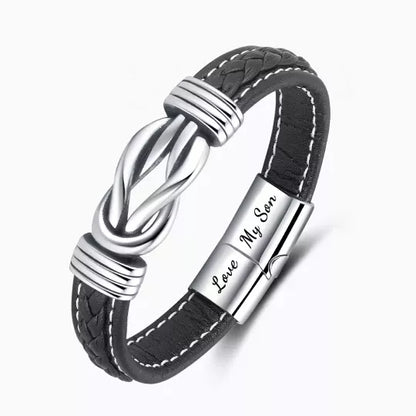 To Our Son – ‘Forever Linked Together’ Braided Leather Bracelet