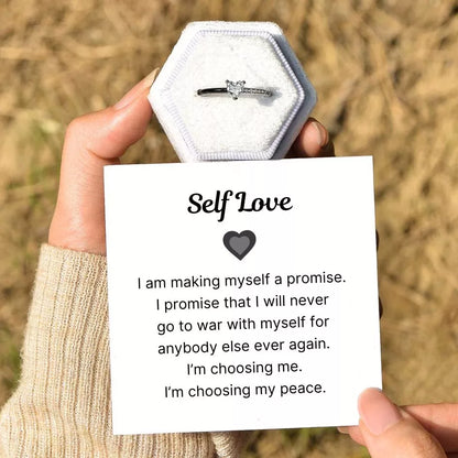 Self Love White Enamel Ring